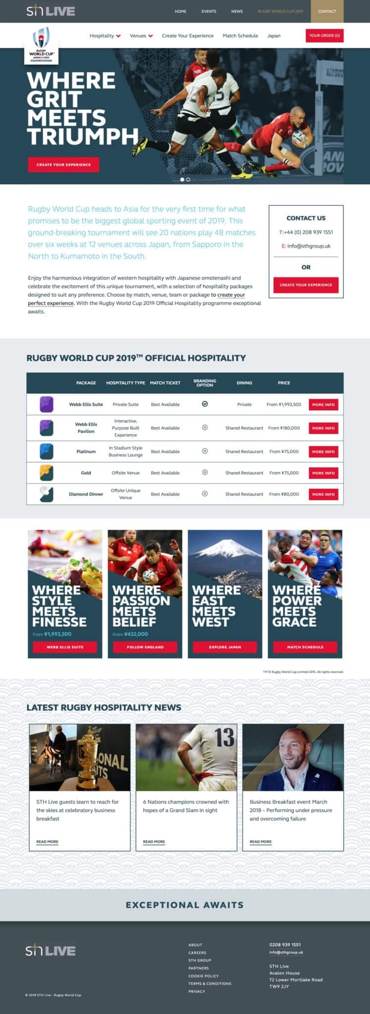 Rugby World Cup 2019 Hospitality WordPress Site